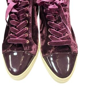 Elegant Velvet Lace-Up Sneakers in Deep Purple